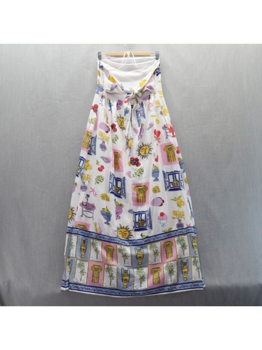 Japna Mediterranean Tile Print Dress Medium Strapless Tie Back Ciao Lobster Sun - Picture 12 of 15